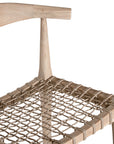 KULALA Living Lightwood bar stool with a sculpted timber backrest and handwoven rope seat, blending natural textures with contemporary design. A stylish addition to modern kitchen or bar spaces