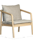 Minimalist ash armchair with natural linen cushions, featuring a sleek Scandinavian-inspired frame