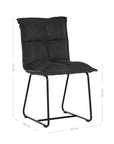 Black cushioned dining chair with a plush padded seat and high backrest, supported by a sleek black metal frame for a contemporary and comfortable seating option