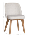 Elegant boucle dining chair with a curved upholstered backrest and plush cushioned seat, supported by tapered lightwood legs. A refined and comfortable seating option for modern dining spaces