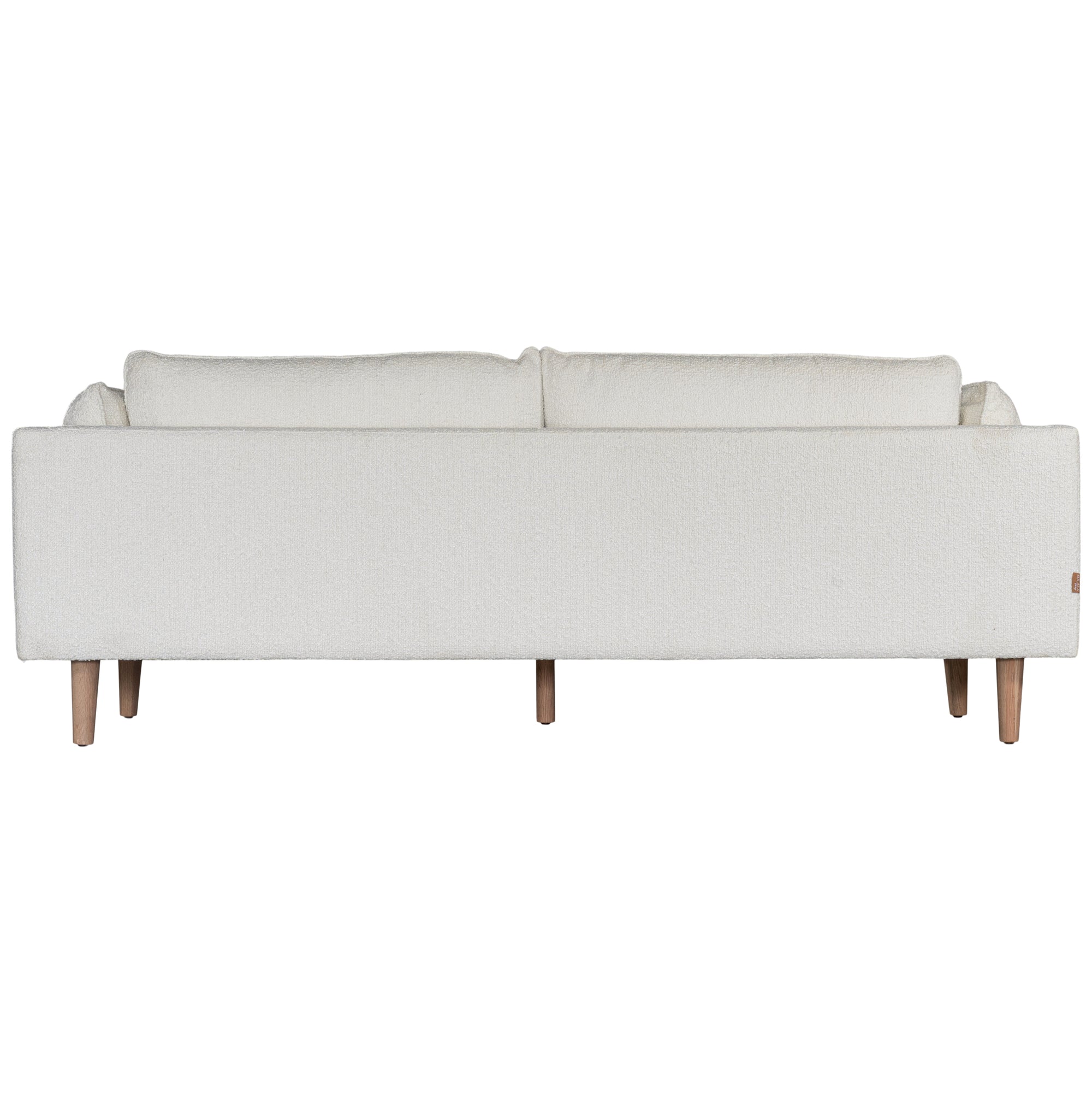 A modern white boucle sofa from KULALA Living, designed with plush cushioning and natural timber legs. A statement piece for contemporary interiors, offering both style and comfort