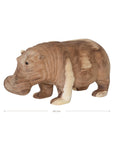 A beautifully handcrafted wooden hippo sculpture, showcasing natural wood grain and smooth detailing. A unique decorative piece for adding organic charm to any space.