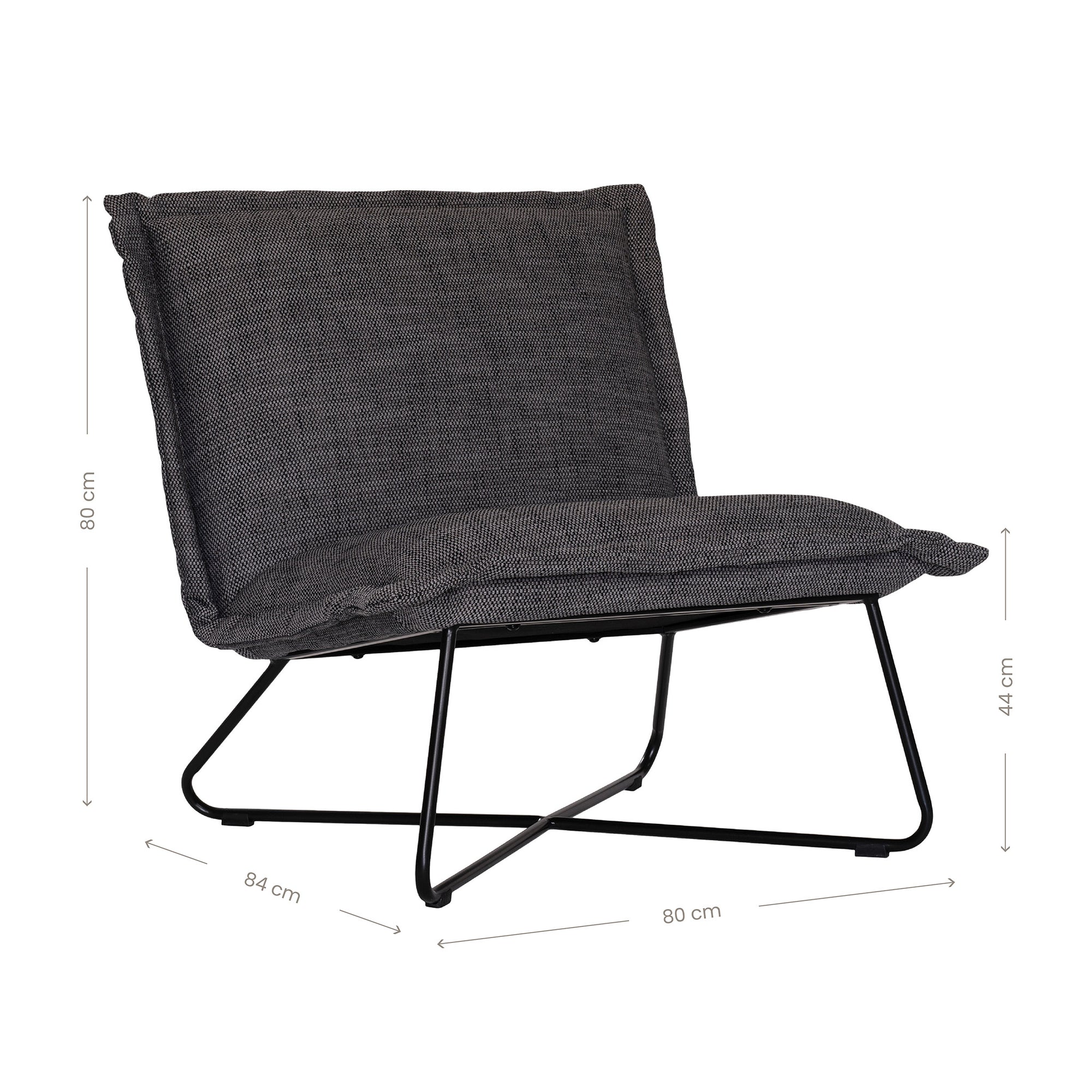 KULALA Living modern black lounge chair featuring a plush cushioned seat and backrest, supported by a sleek black metal frame for a contemporary and comfortable seating experience