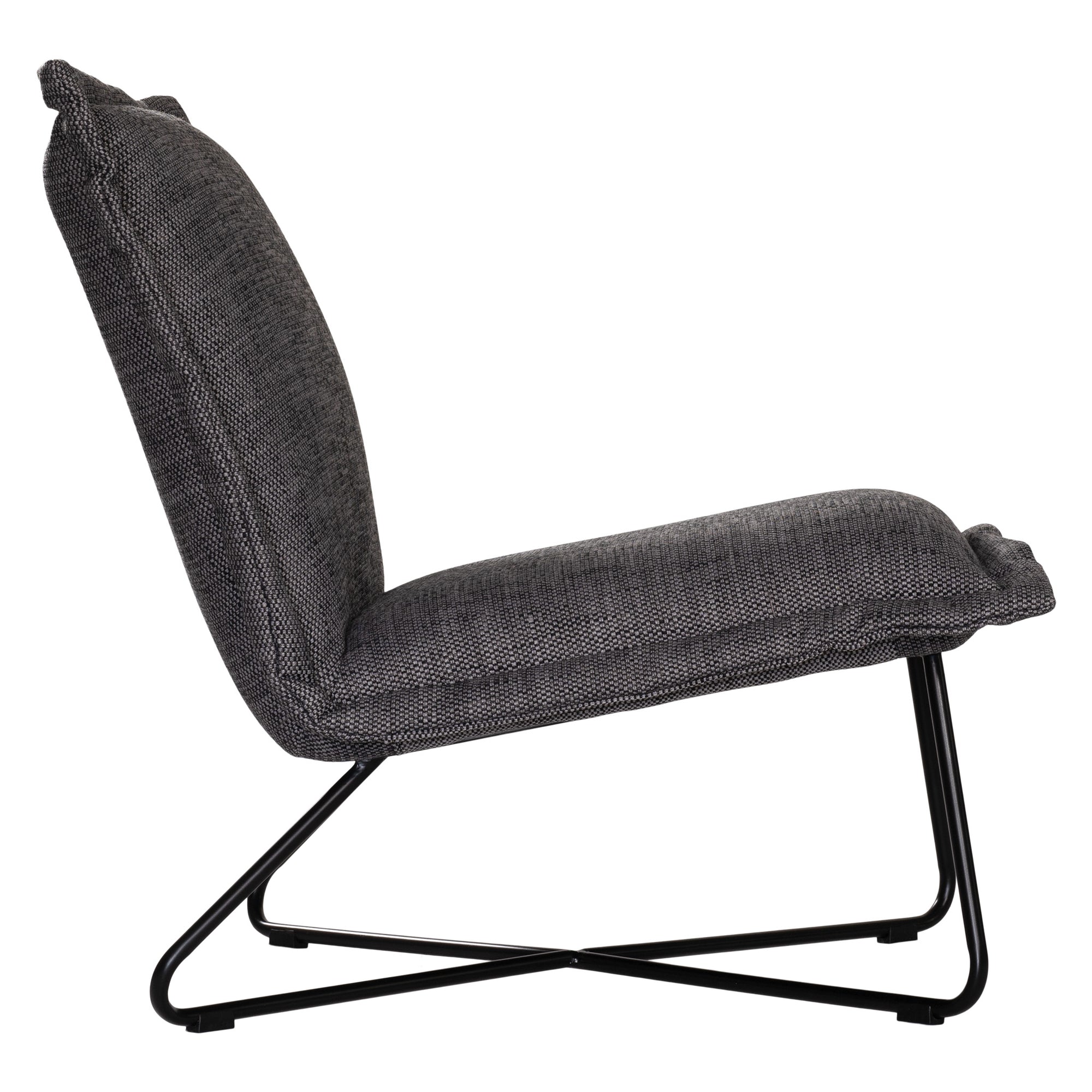 KULALA Living modern black lounge chair featuring a plush cushioned seat and backrest, supported by a sleek black metal frame for a contemporary and comfortable seating experience