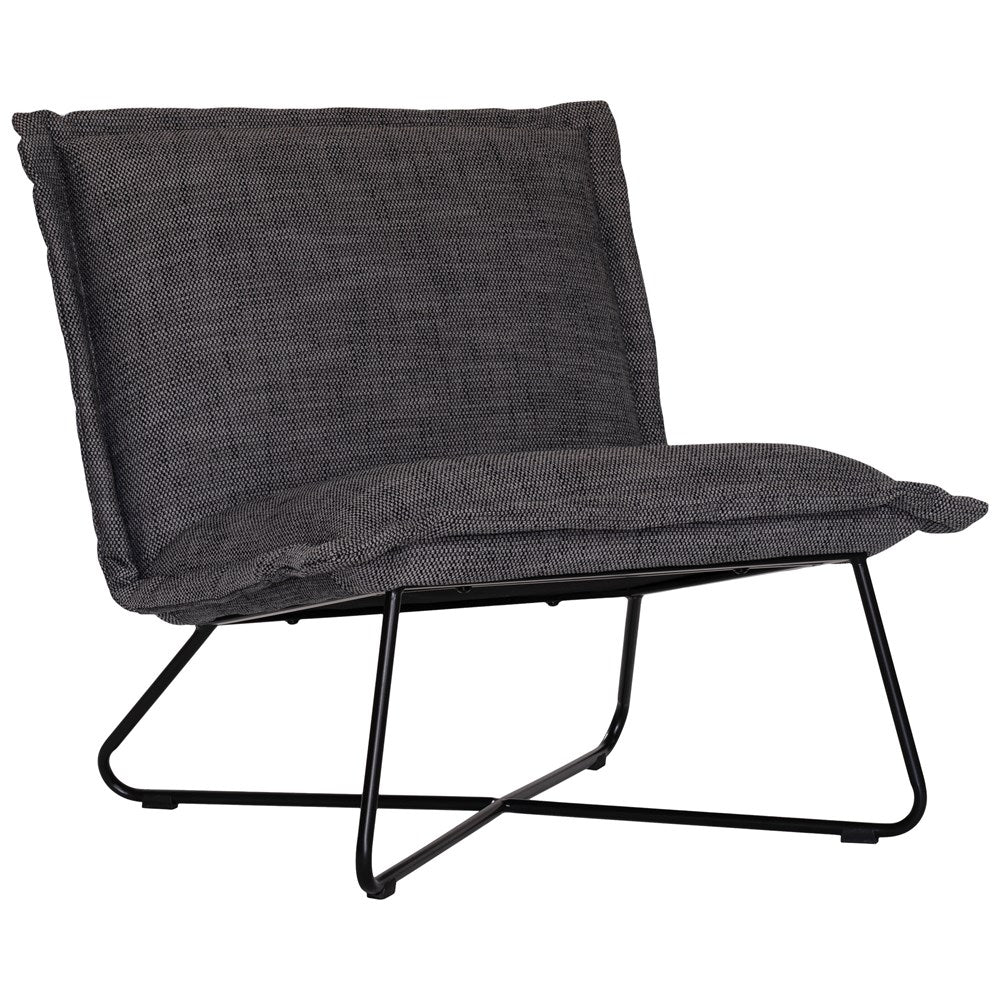 KULALA Living modern black lounge chair featuring a plush cushioned seat and backrest, supported by a sleek black metal frame for a contemporary and comfortable seating experience