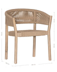 Natural rope dining chair with a teak frame, featuring an elegant curved back and woven seat, perfect for indoor and outdoor settings