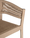 Natural rope dining chair with a teak frame, featuring an elegant curved back and woven seat, perfect for indoor and outdoor settings