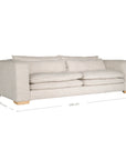 Modern double cloud cushioned sofa in neutral beige with plush pillows and solid wood legs, perfect for contemporary living spaces