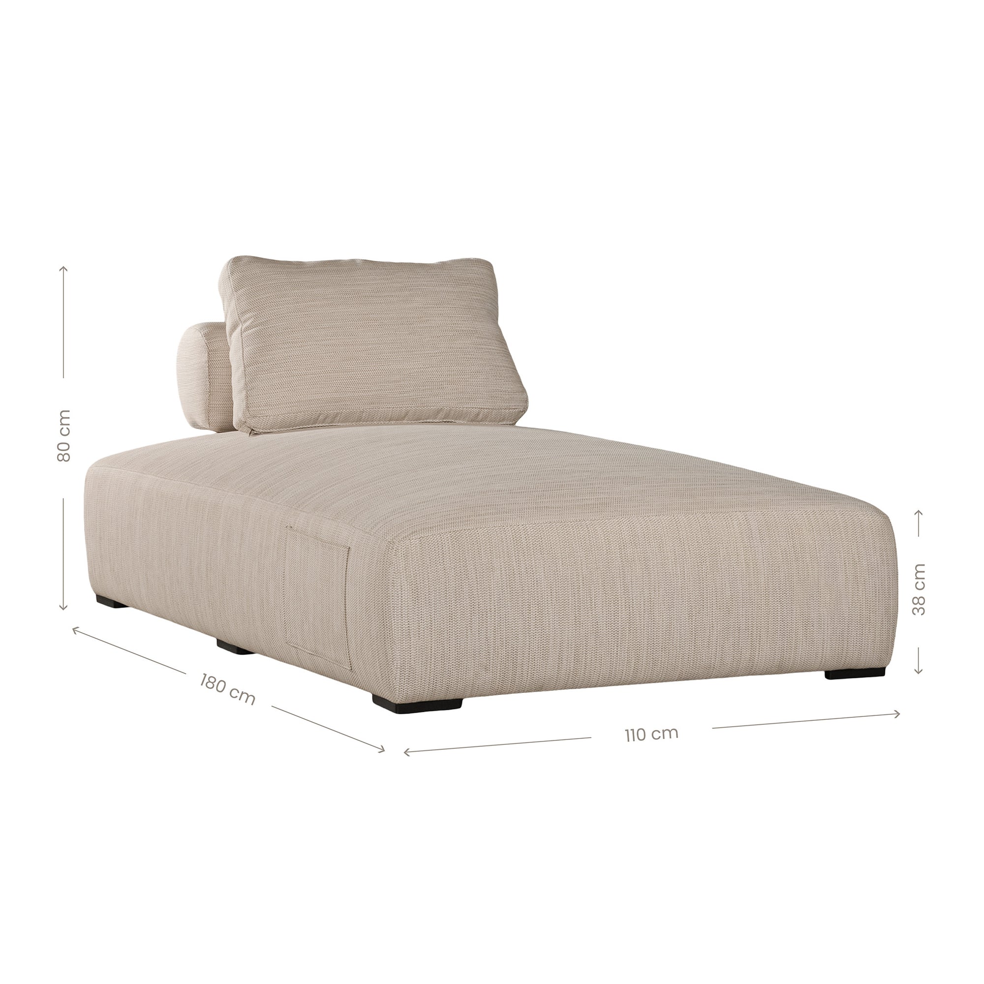 Travis Outdoor Sofa Chaise Pebble