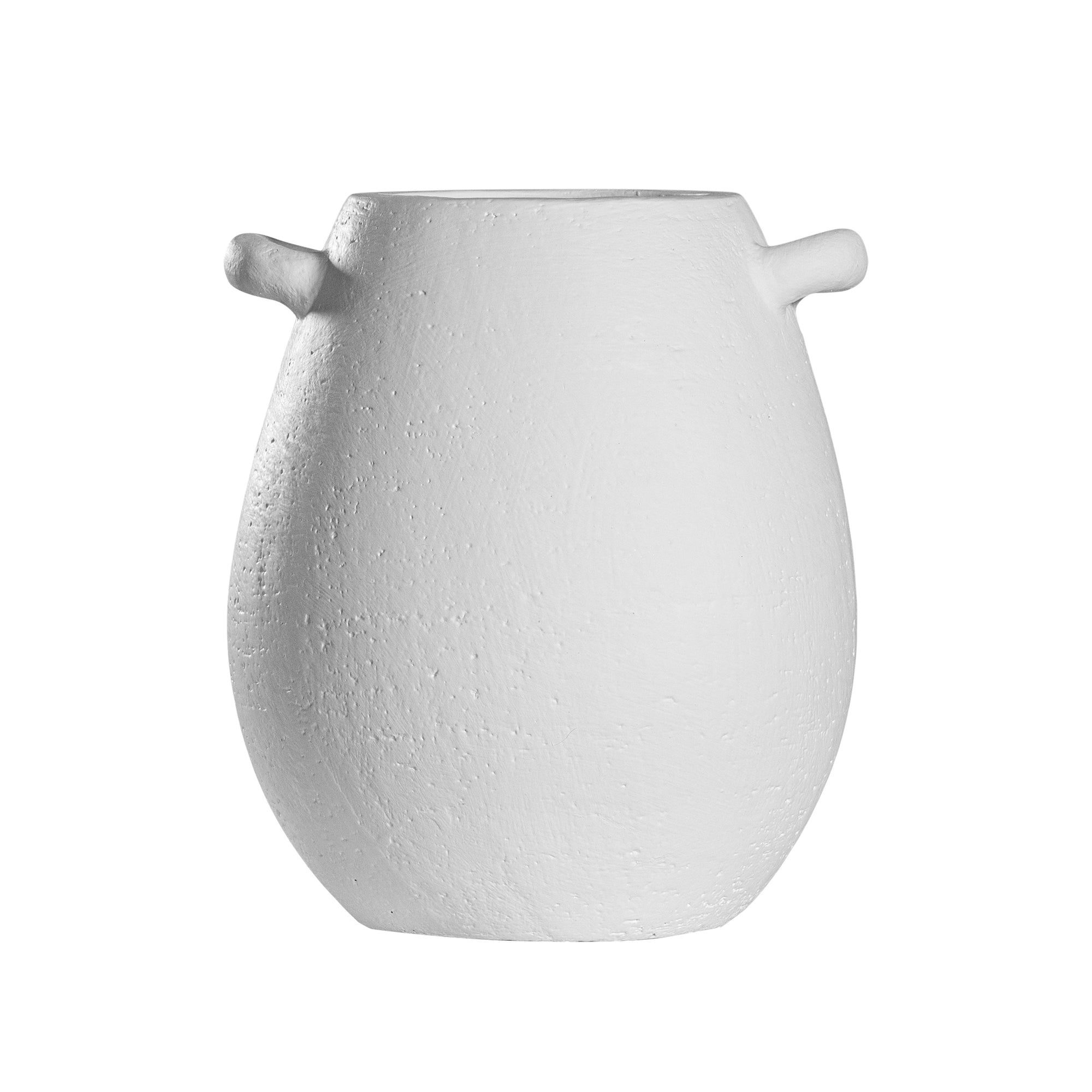 KULALA Living sculptural white ceramic vases with a textured finish and organic curved handles, perfect for modern and minimalist styling