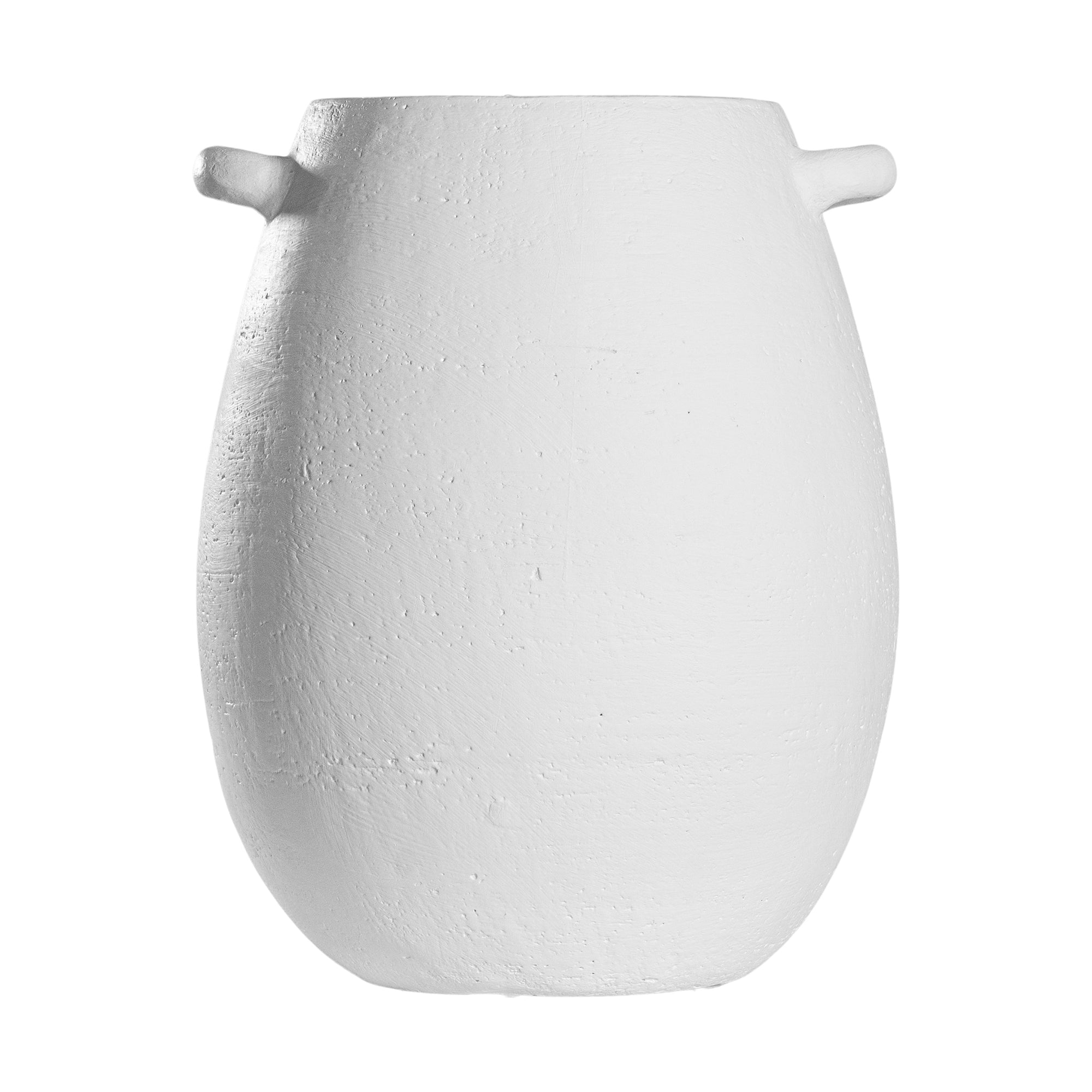 KULALA Living sculptural white ceramic vases with a textured finish and organic curved handles, perfect for modern and minimalist styling