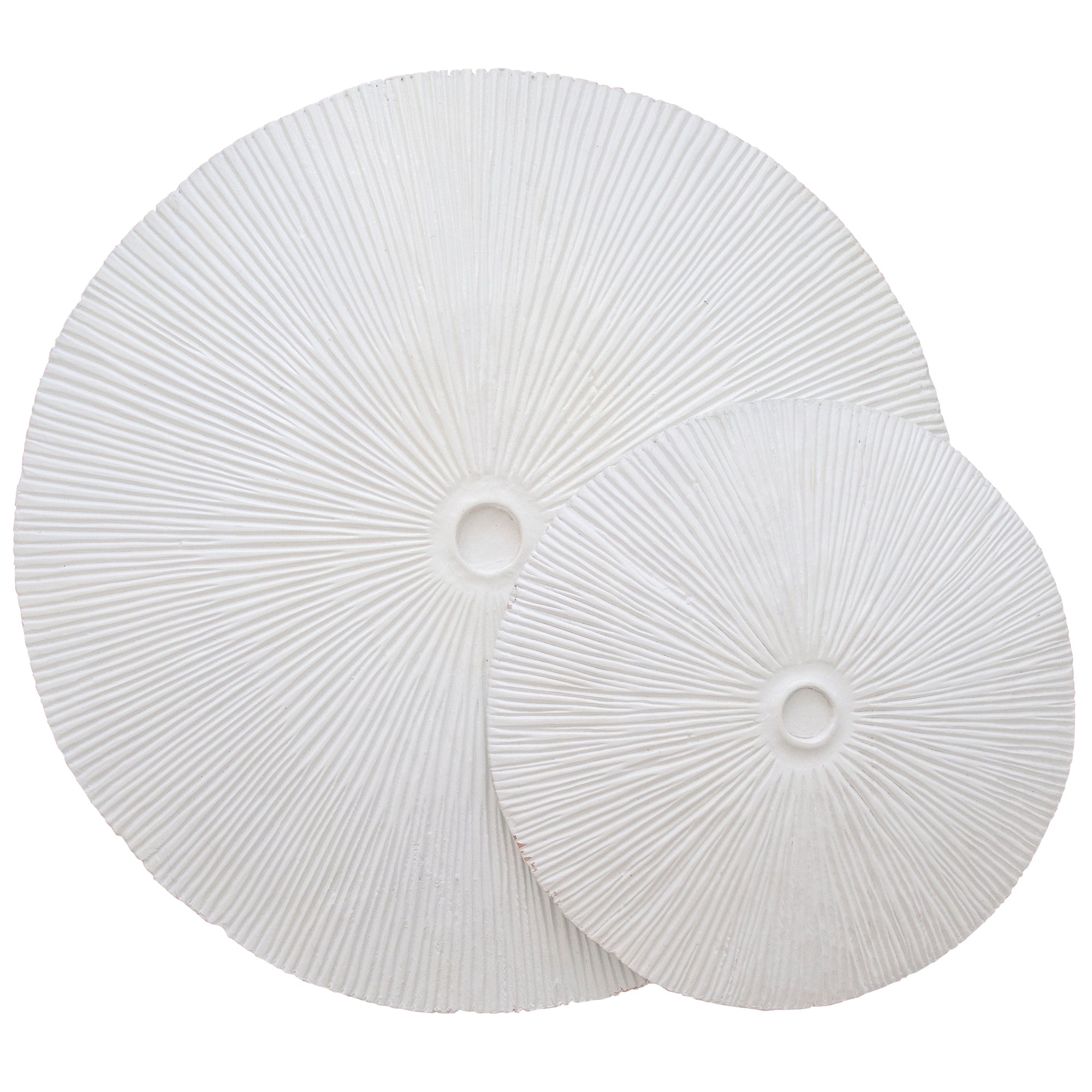 KULALA Living white textured round wall decor set with intricate radial patterns, adding dimension and contemporary elegance to any space