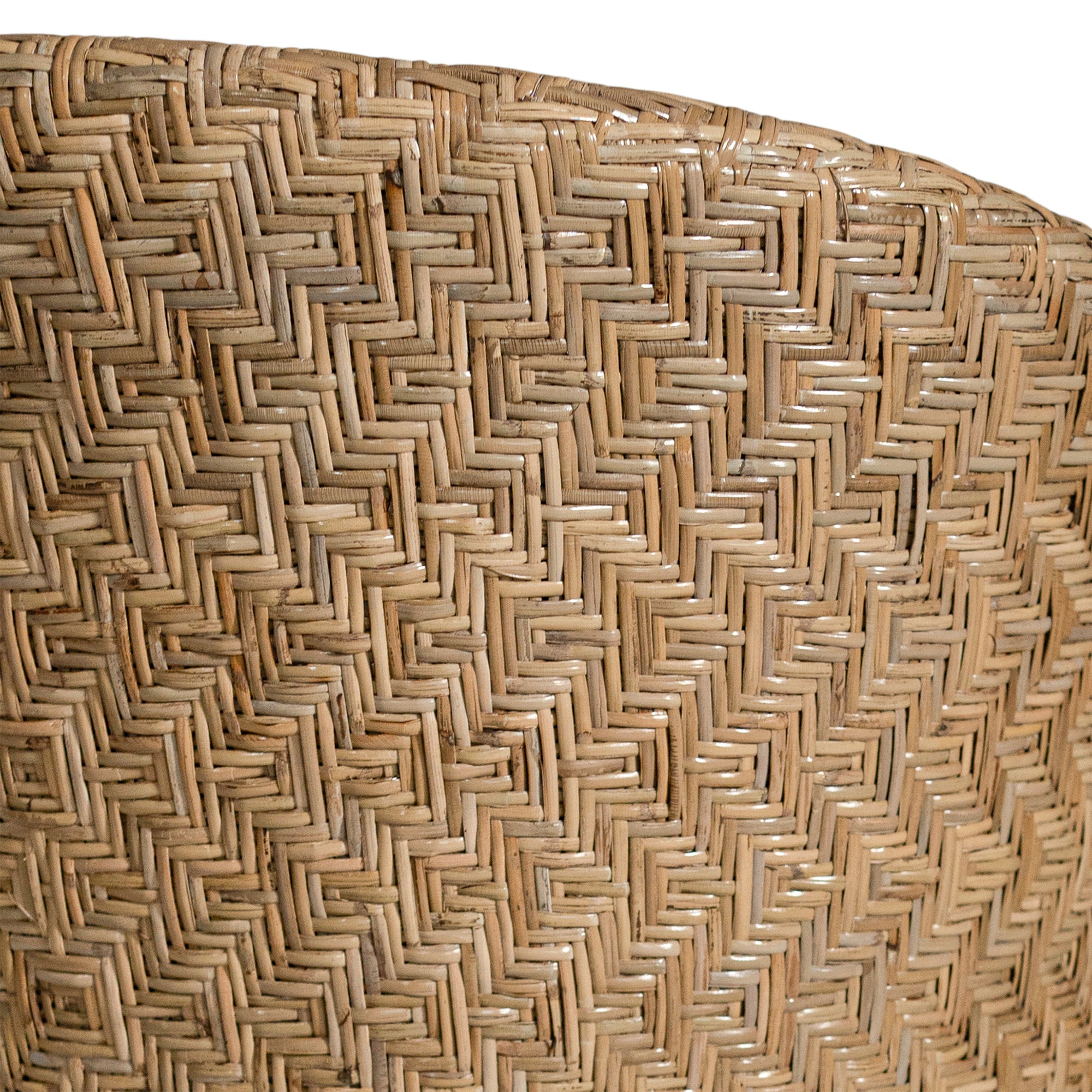 KULALA Living handwoven rattan dining chair with a curved backrest, natural wood legs, and a neutral seat cushion, blending coastal and contemporary design