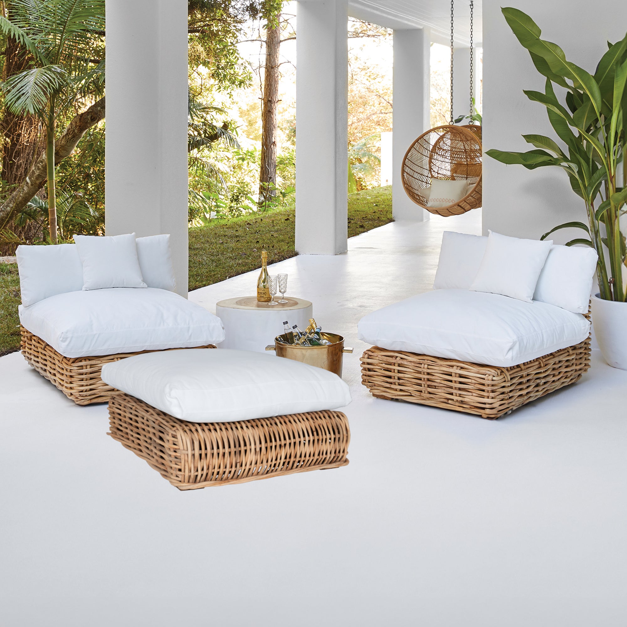 Zambezi Rattan Weave Small Ottoman