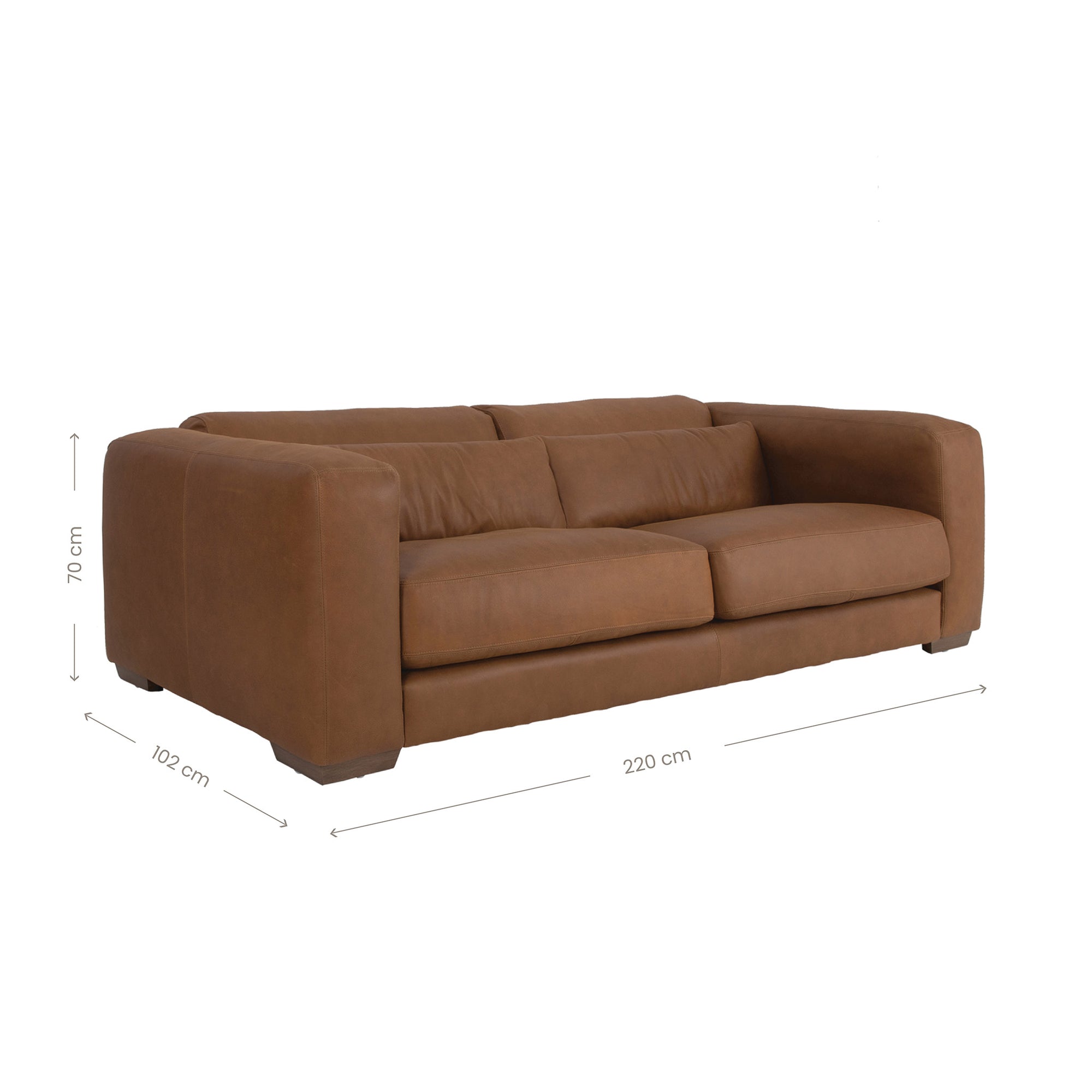 Zanele Three Seater Brown Leather Sofa