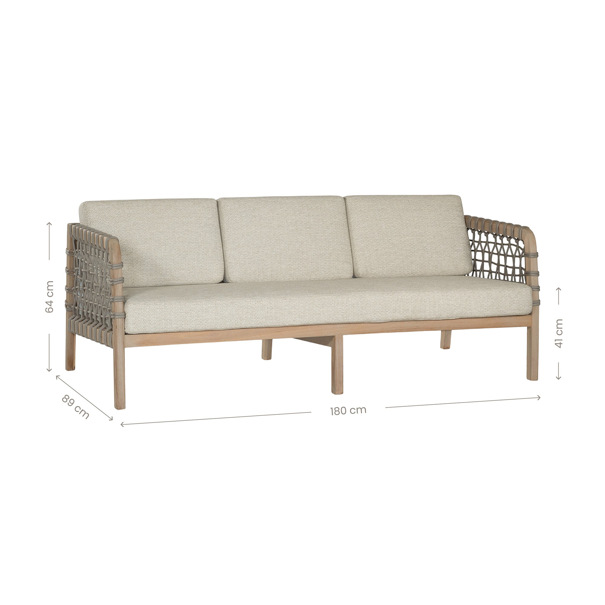 Ziggy Outdoor Teak Three Seater Sofa 