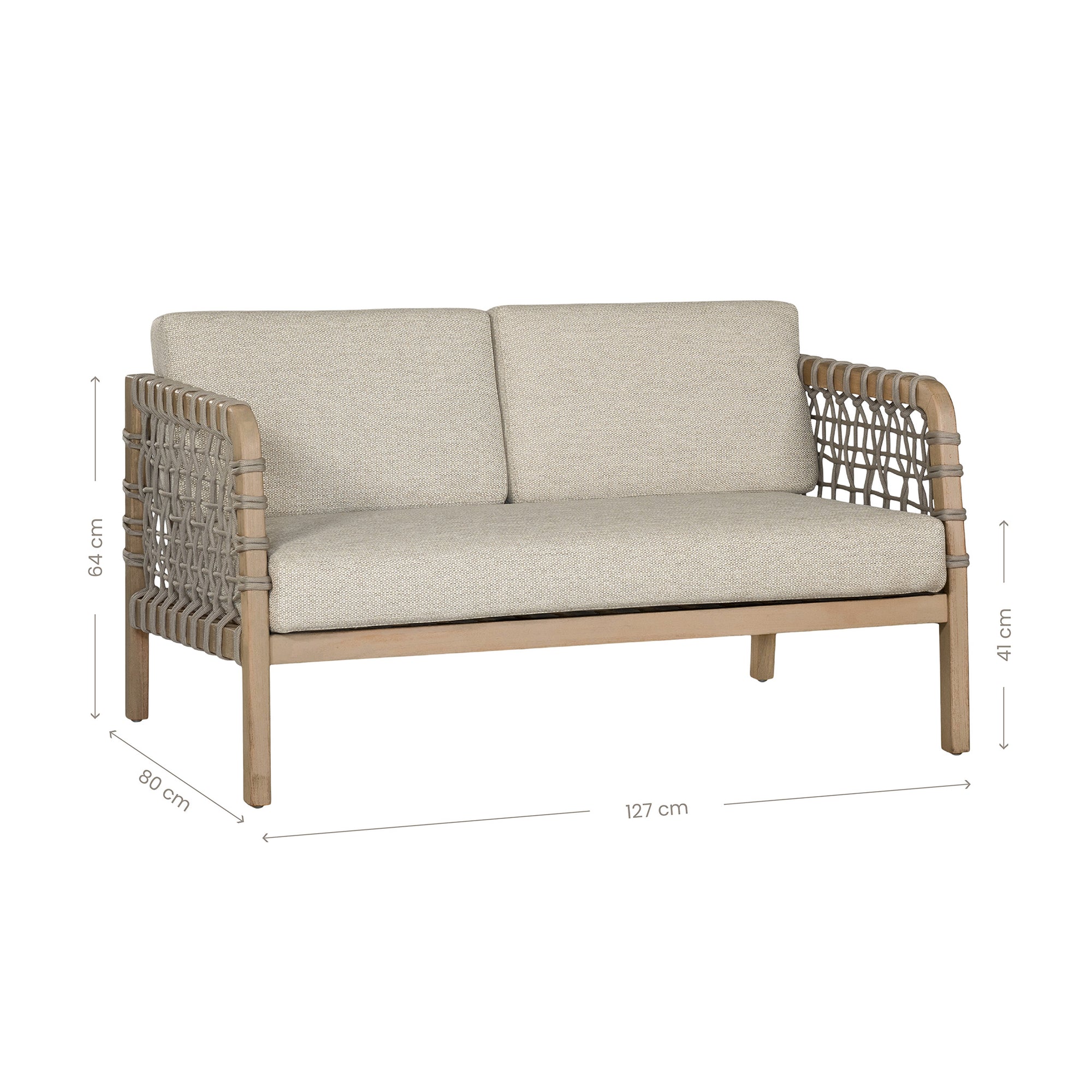 Ziggy Outdoor Teak Two Seater Sofa 