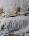 "Ink" Pinstripe Linen Duvet Cover