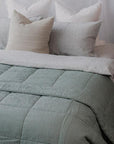 "Sea Mist" Linen Quilted Coverlet