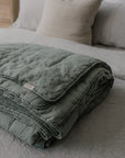 "Sea Mist" Linen Quilted Coverlet