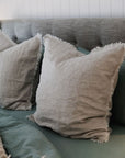 “Sable” Frayed Linen European Pillowcases