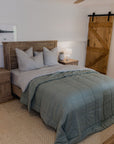 "Sea Mist" Linen Quilted Coverlet